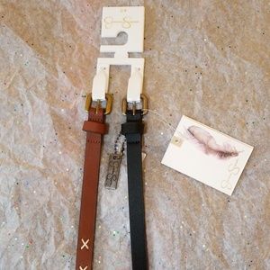 Jessica Simpson Black and Cognac Skinny Belts SM
